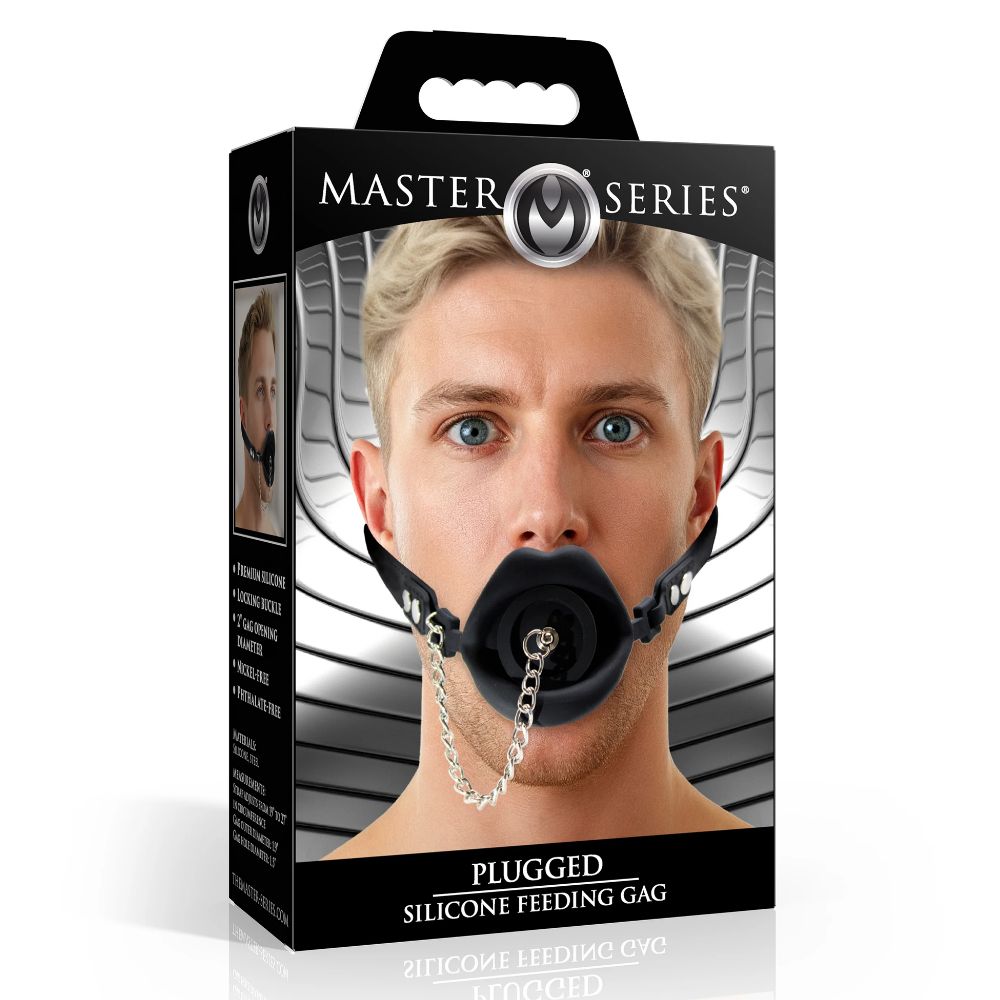 Master Series Plugged Silicone Feeding Gag Black