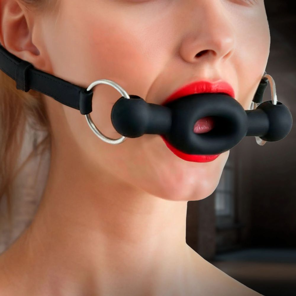 Master Series Forced Silicone Feeding Gag Black