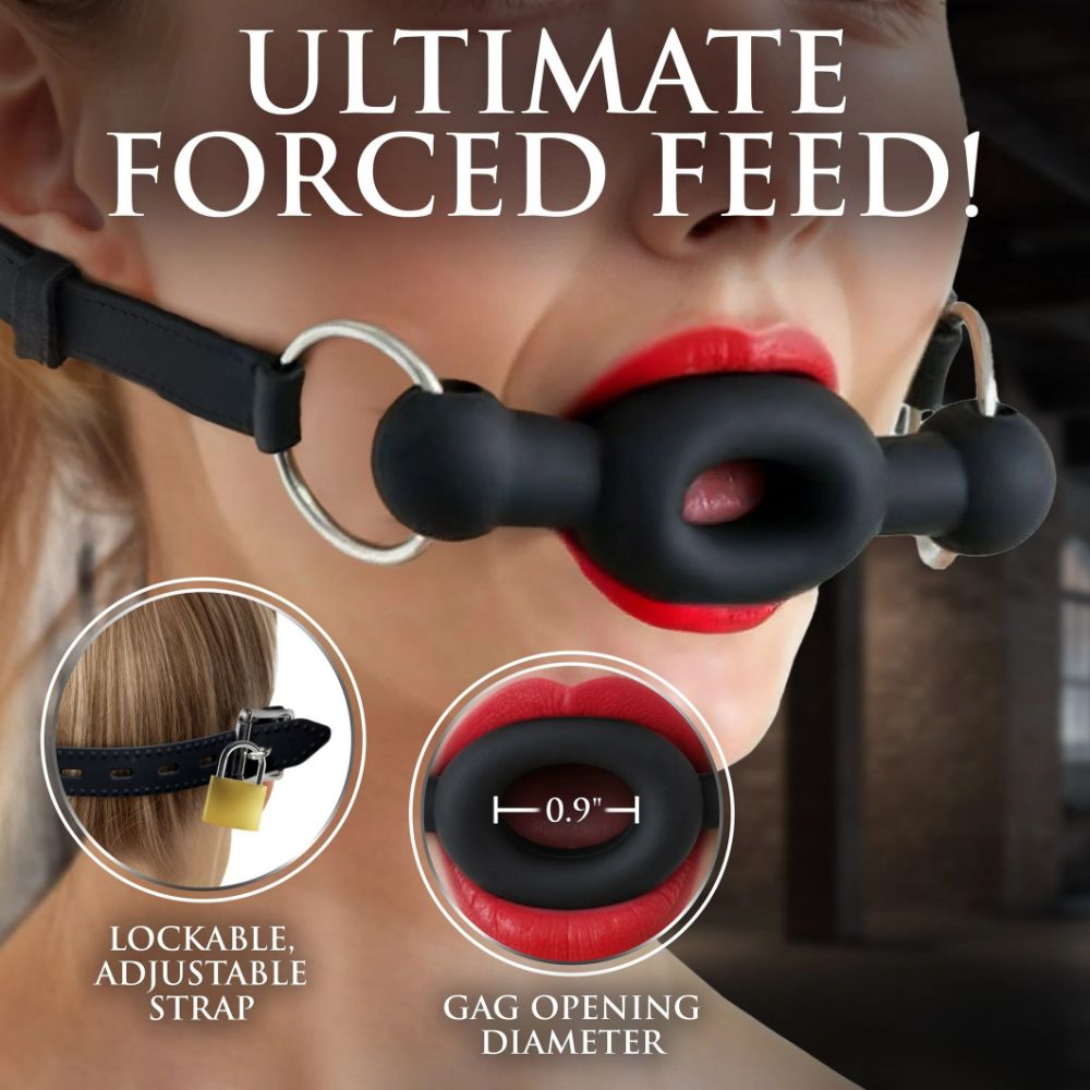 Master Series Forced Silicone Feeding Gag Black