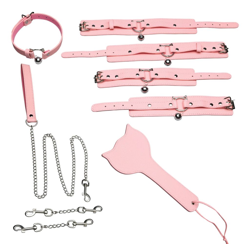Master Series Naughty Kitty Bondage Set PU Leather 9 Pc