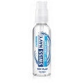 Swiss Navy water-based toy lubricant in a clear 4oz/118ml spray bottle with blue and white label, ideal for intimate play