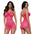 Dreamgirl DreamGirl Electric Pink Chemise Thong 2 Pc Set M