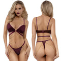 Dreamgirl DreamGirl Cadena Burgundy Chain Bra Thong 2 Pc M