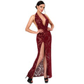 Noir Masquerade Lace Gown Dress Burgundy S
