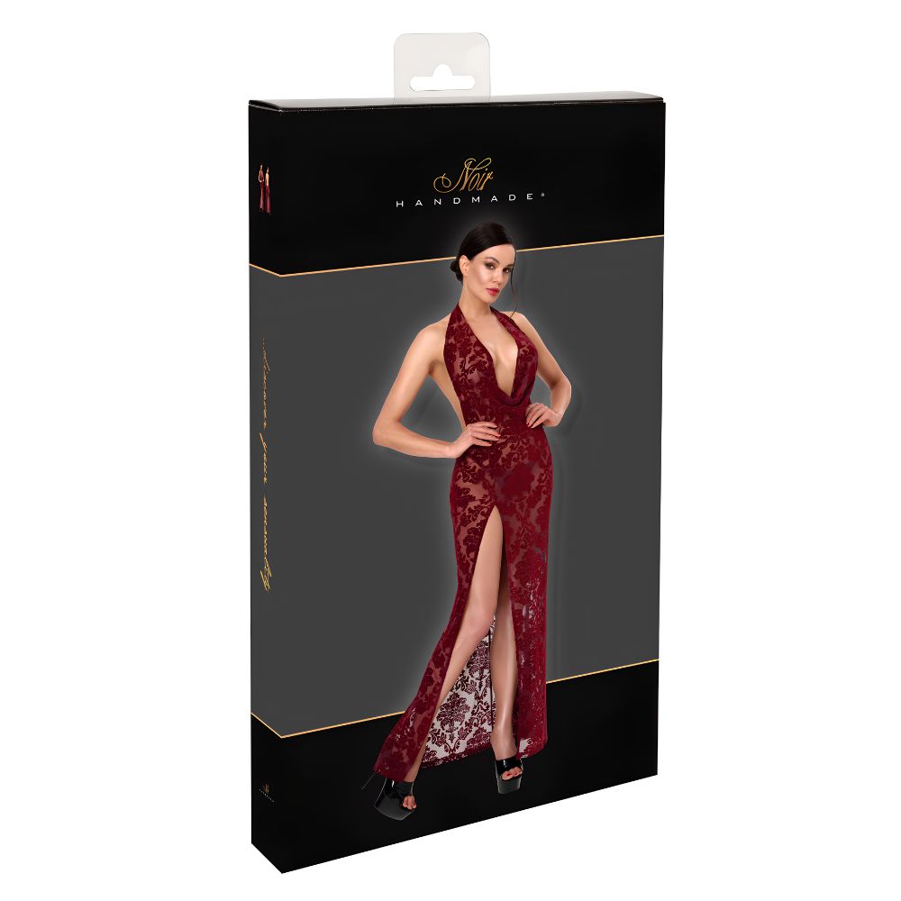 Noir Masquerade Lace Gown Dress Burgundy S