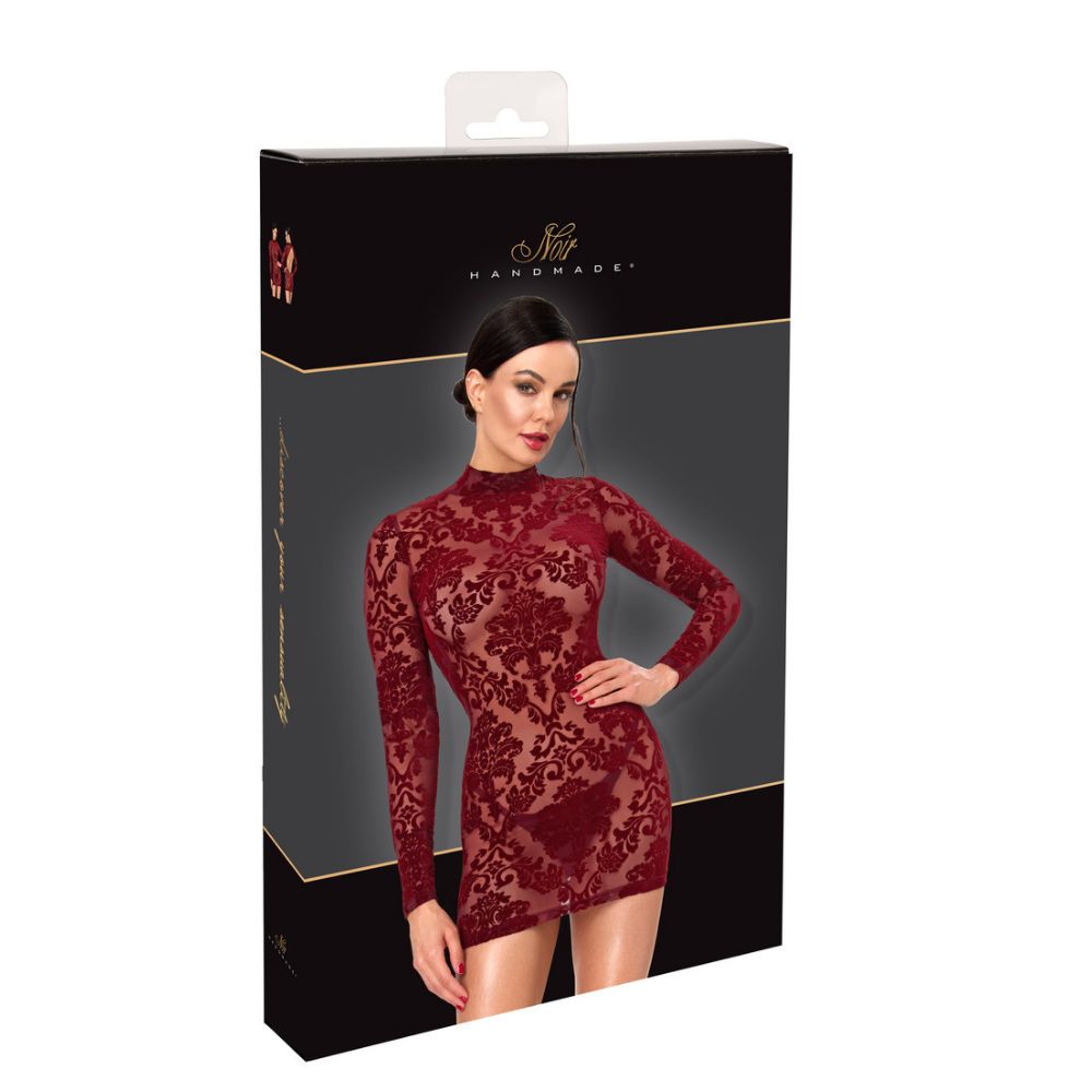 Noir Masquerade Open Back Mini Dress Burgundy XS