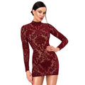 Noir Masquerade Open Back Mini Dress Burgundy M