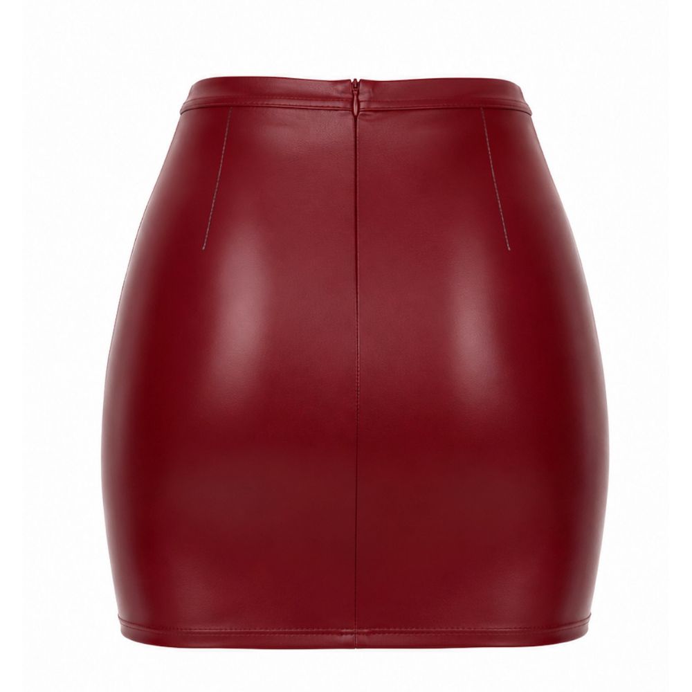 Noir Bordeaux Affair Wet Look Mini Skirt Burgundy M