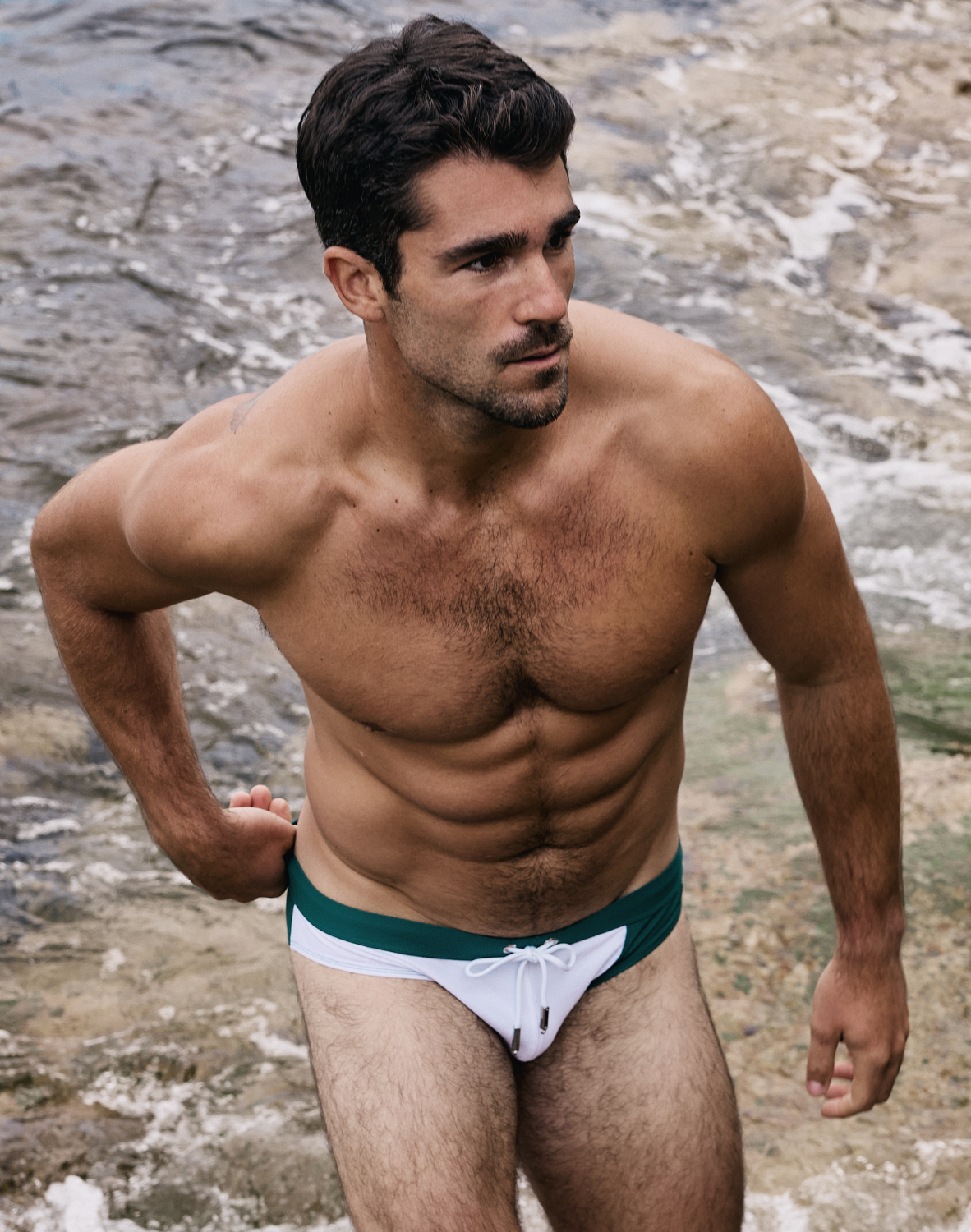 2EROS V10 Colour-Blocked Swim Brief - Calypso White/Green
