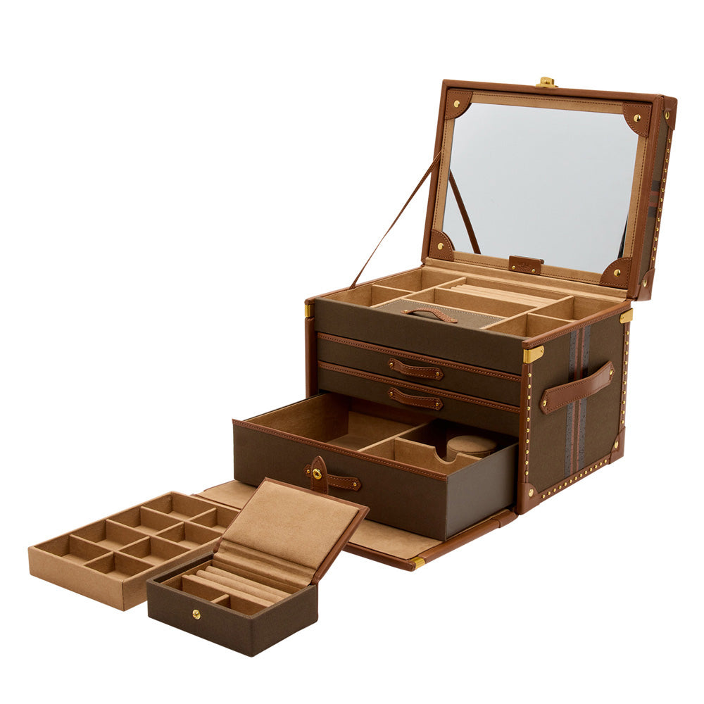 Wolf Ida Trunk Jewellery Box KHAKI