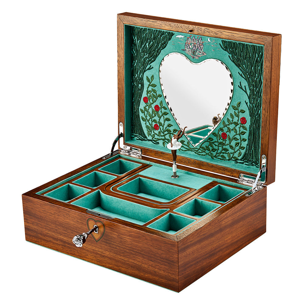 Wolf Ballet Musical Jewellery Box - Sleeping Beauty Walnut Wood