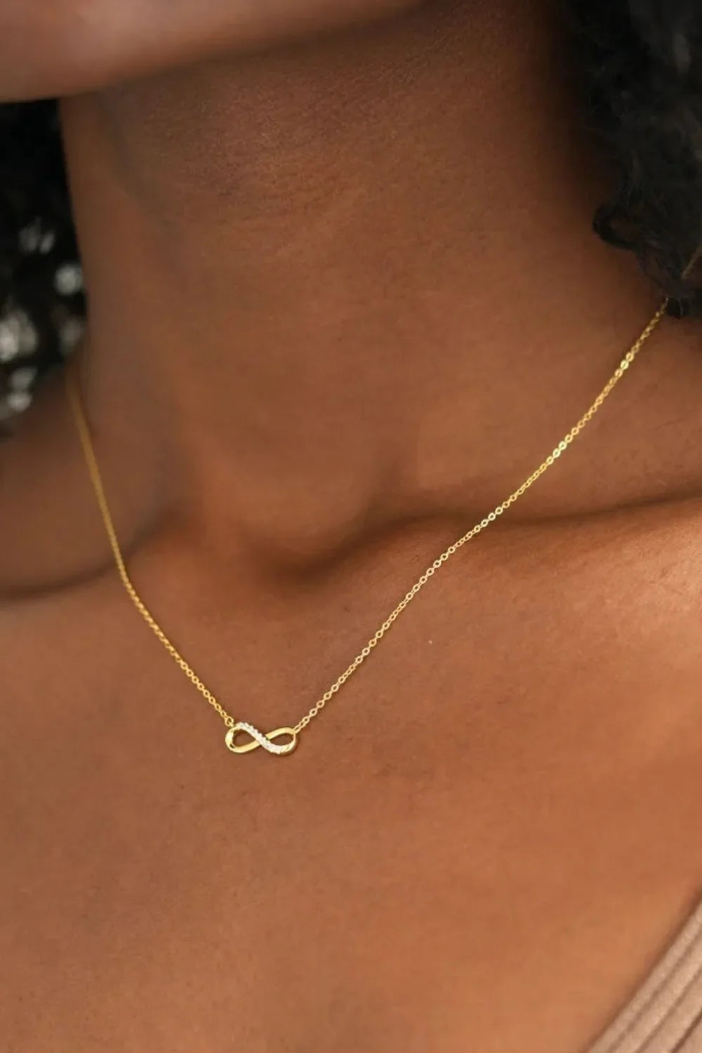 Inlaid Zircon Infinity Necklace — 925 Sterling Silver