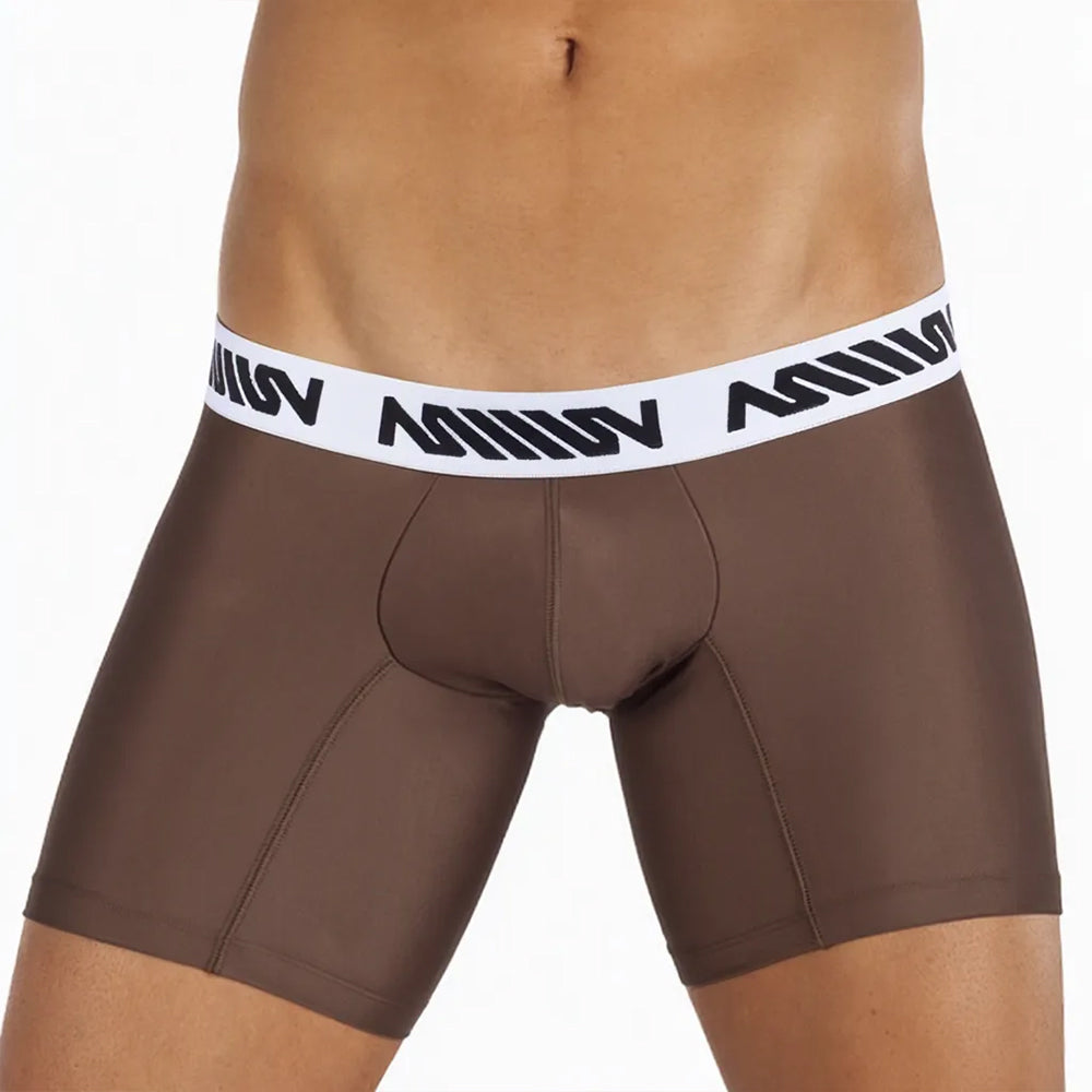 MetroMaleWear (M2W) Men's Microfiber Mid Boxer 10" Chocolate 2023-23