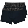 Shea 2.1 bamboo menâ€™s dual pouch trunks black boxer briefs with gray geometric patterned waistband