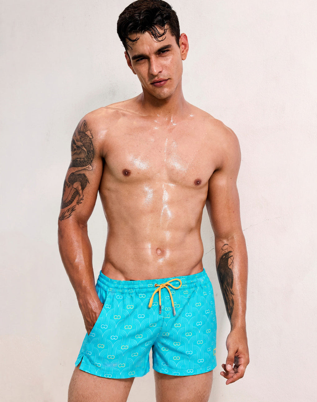 2EROS Men's Printed Bronte Shorts - Deco Crest Blue