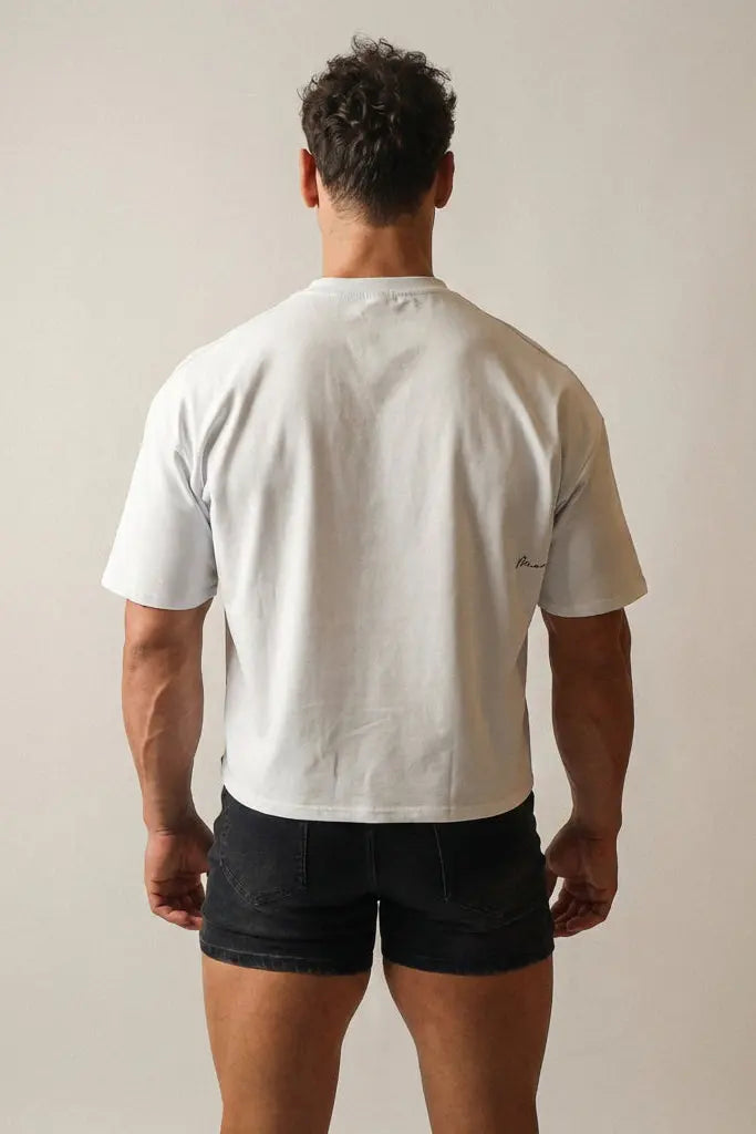 JJ Malibu Men's Oversized Relaxed Crop Top - Ivory