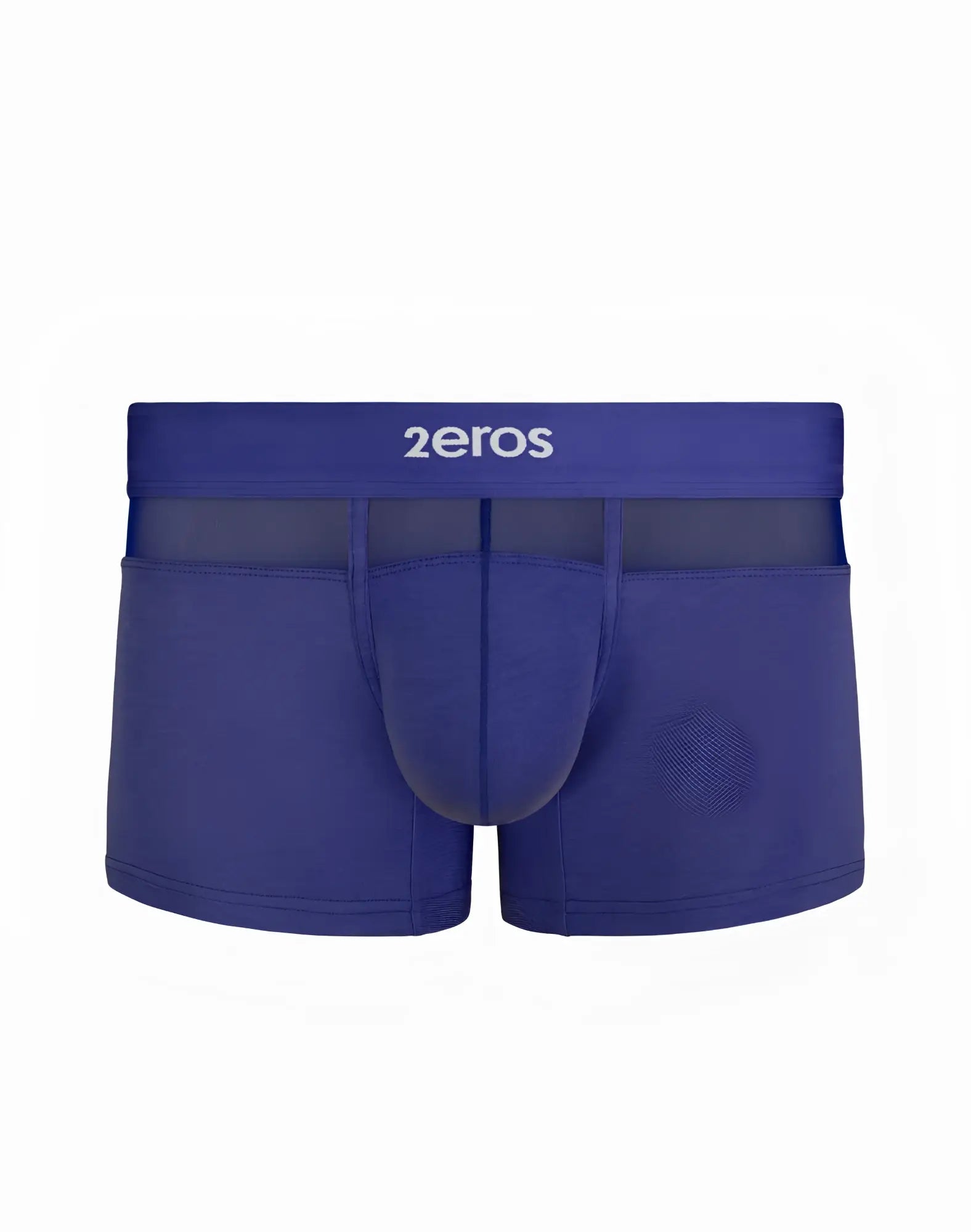 Deep blue 2eros men’s boxer briefs with a supportive contoured pouch and mesh panel detailing from the morpheus trunk 3-pack