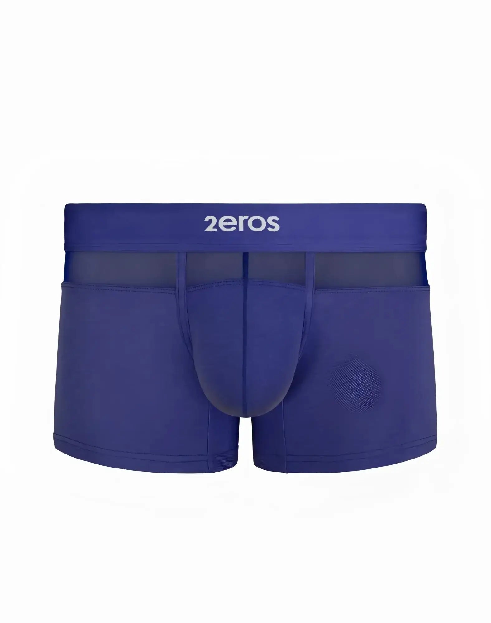 Deep blue 2eros men’s boxer briefs with a supportive contoured pouch and mesh panel detailing from the morpheus trunk 3-pack