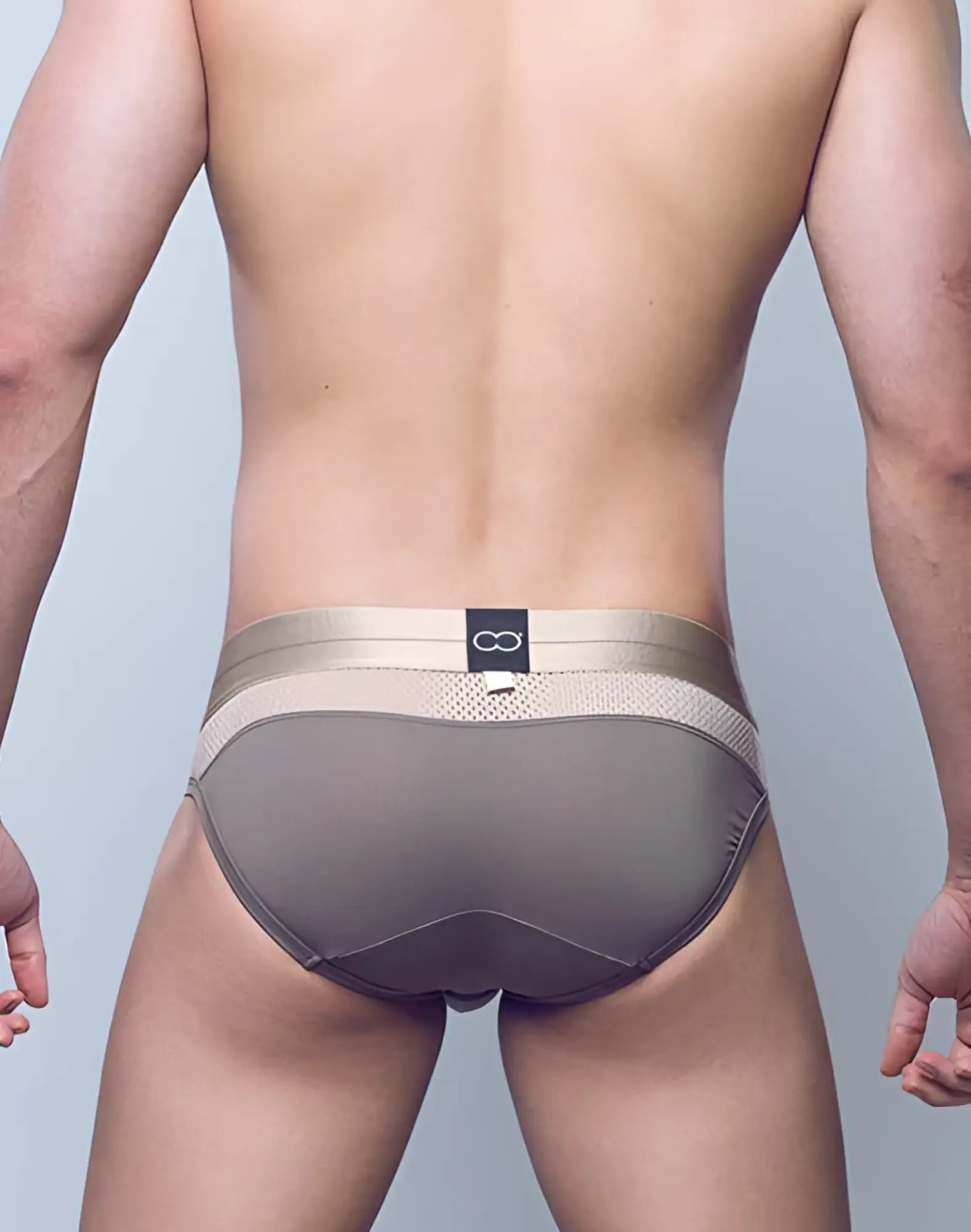Beige and gray mesh-trimmed 2EROS AKTIV Boreas brief underwear with sleek modern string brown design