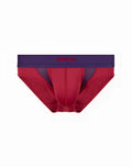 2eros aktiv cronus brief underwear in beet red with red and purple mesh panels and zeros logo waistband