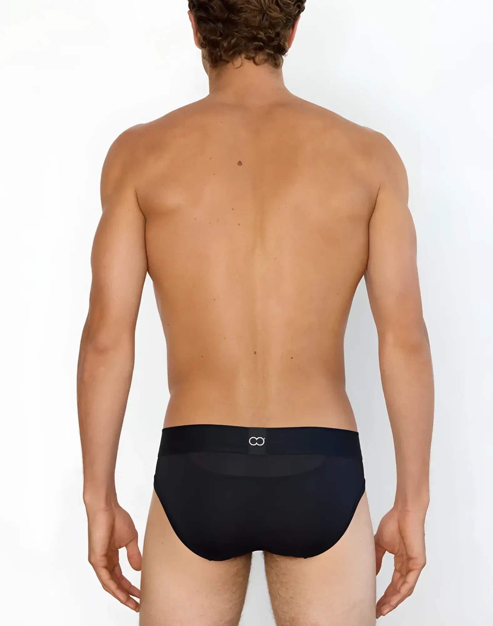 Black 2eros aktiv cronus brief underwear featuring subtle mesh panel and small white logo on waistband