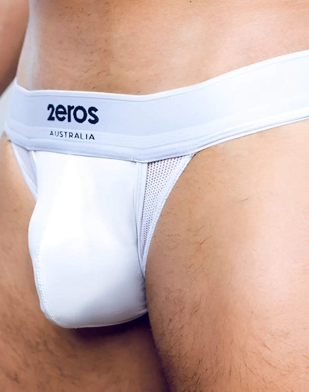 2eros aktiv cronus white jockstrap underwear with mesh panel and elastic waistband