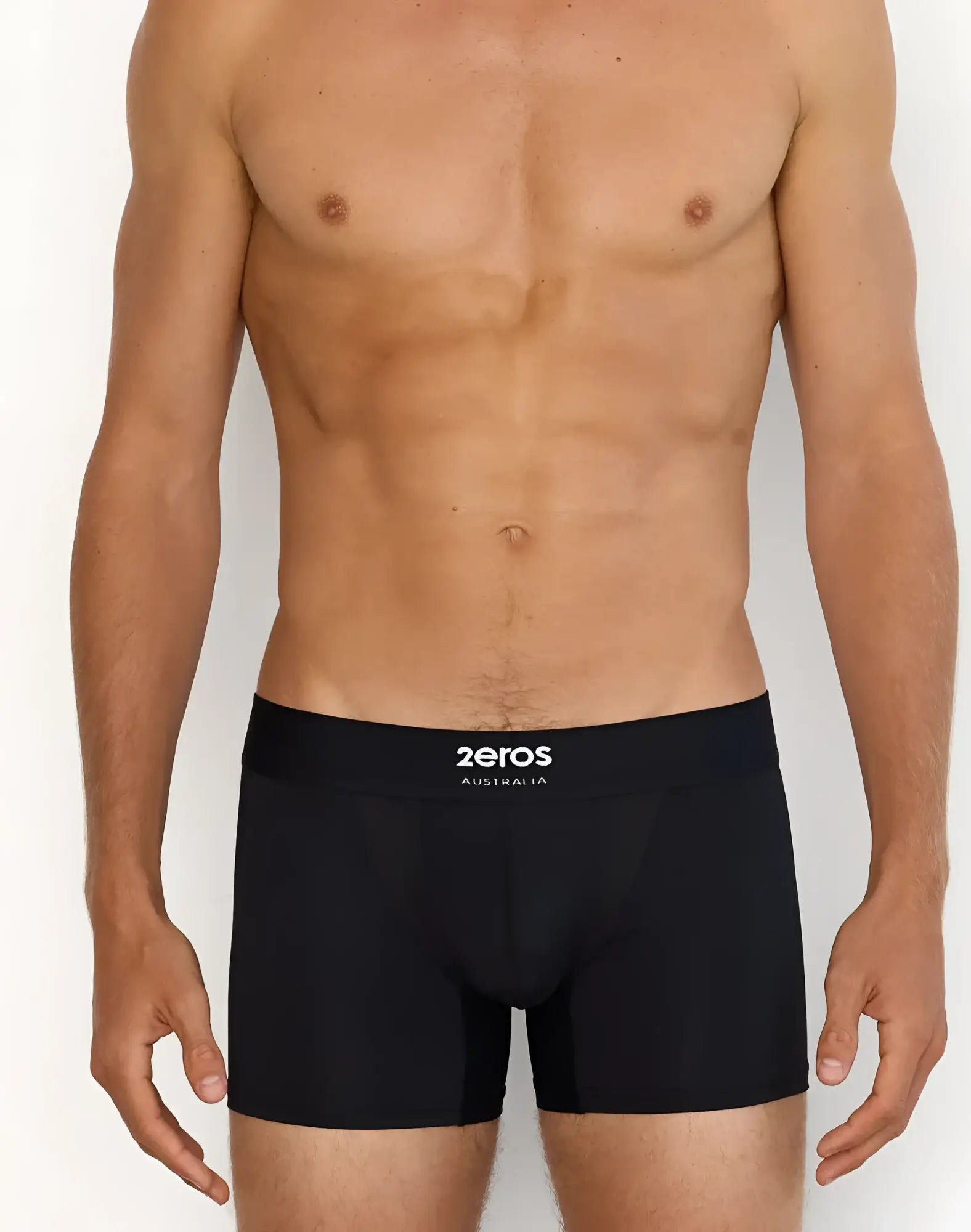 Black 2eros aktiv cronus trunk underwear with snug fit and branded zeros australia waistband in white text
