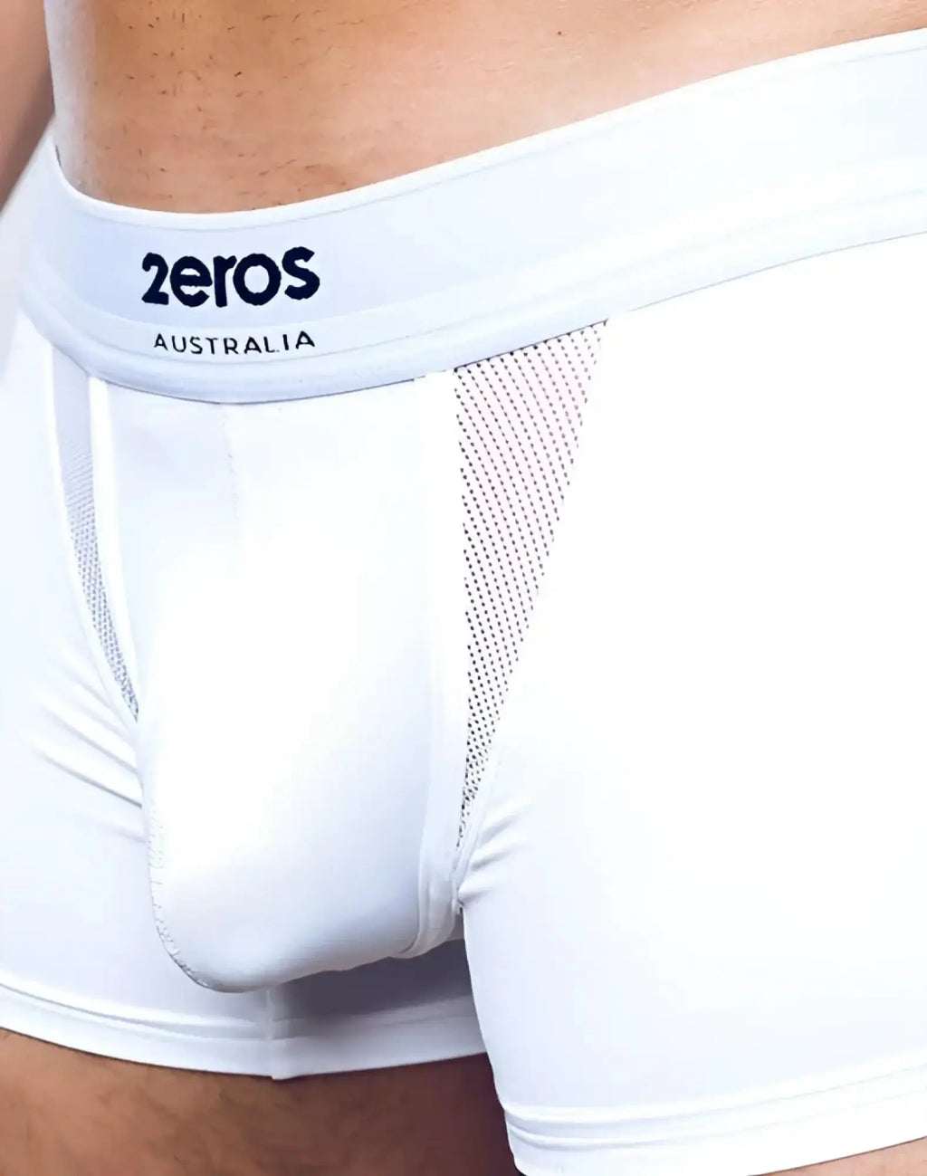 White 2eros australia aktiV cronus trunk underwear with mesh panel and branded waistband for men