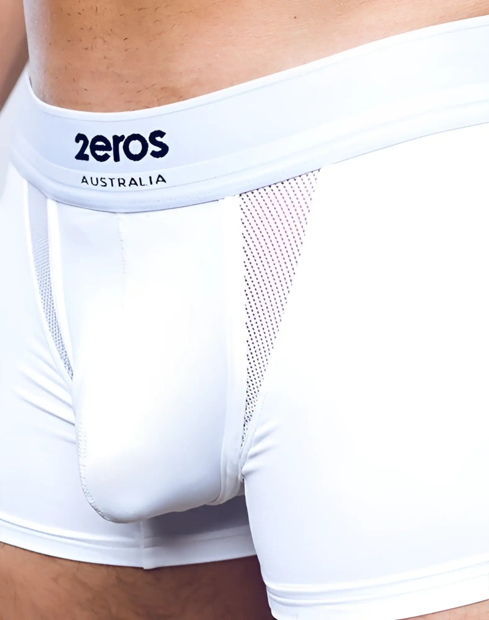 White 2eros australia aktiV cronus trunk underwear with mesh panel and branded waistband for men
