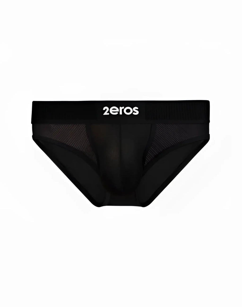 Black mesh 2EROS Aktiv Hermes brief underwear with ribbed waistband featuring 2eros logo in white