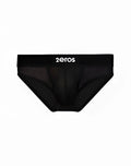 Black mesh 2EROS Aktiv Hermes brief underwear with ribbed waistband featuring 2eros logo in white