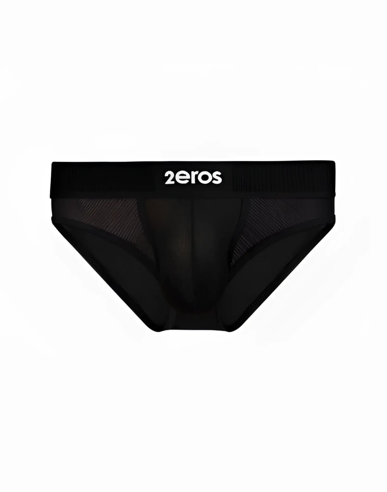 Black mesh 2EROS Aktiv Hermes brief underwear with ribbed waistband featuring 2eros logo in white