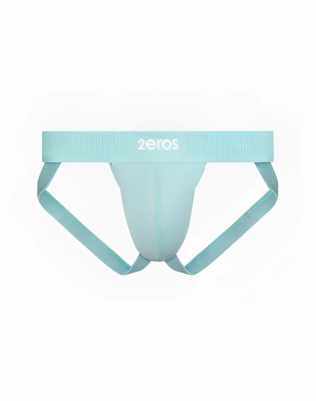 Light blue ribbed fabric 2EROS Aktiv Hermes jockstrap underwear with white 2eros waistband logo