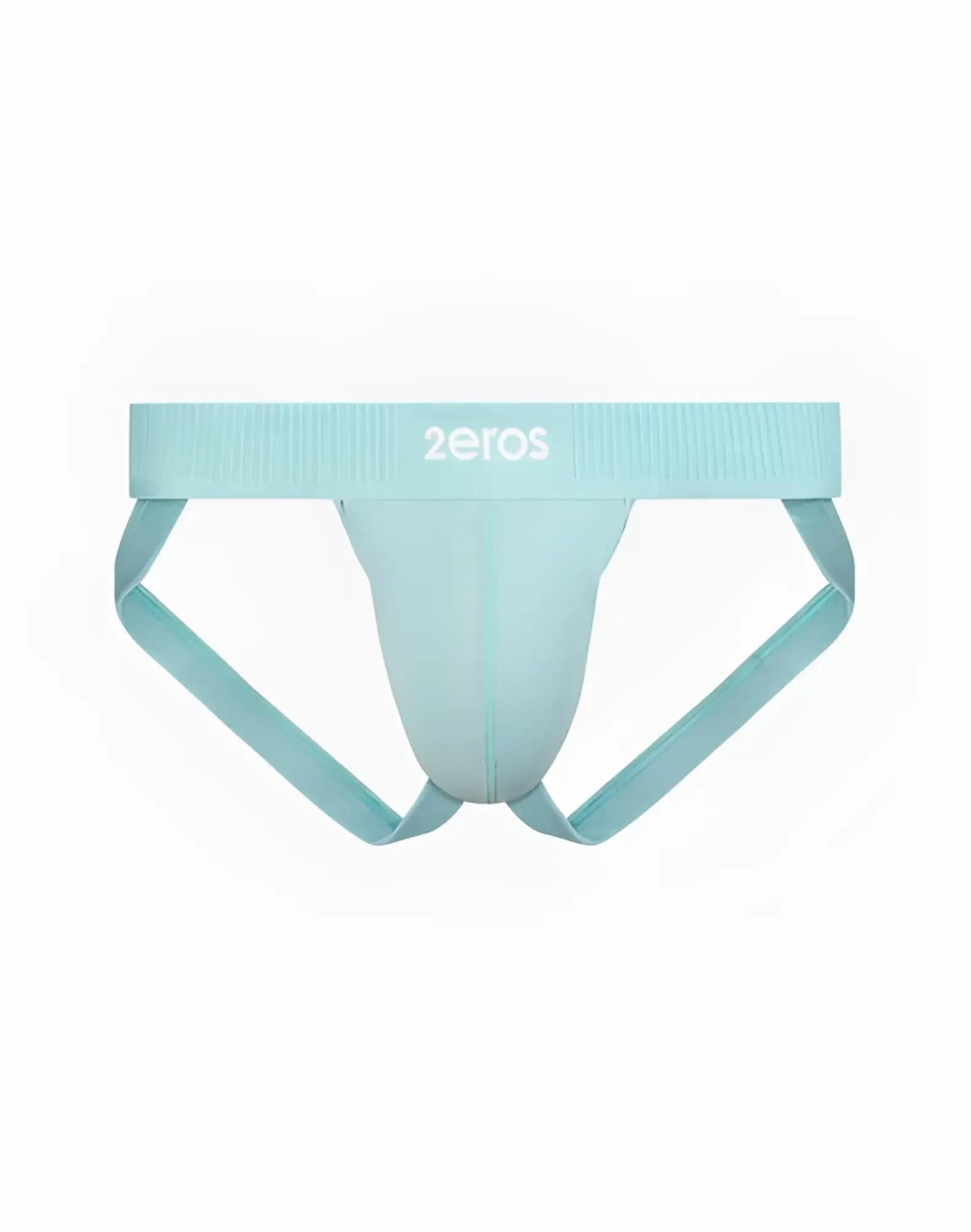 Light blue ribbed fabric 2EROS Aktiv Hermes jockstrap underwear with white 2eros waistband logo