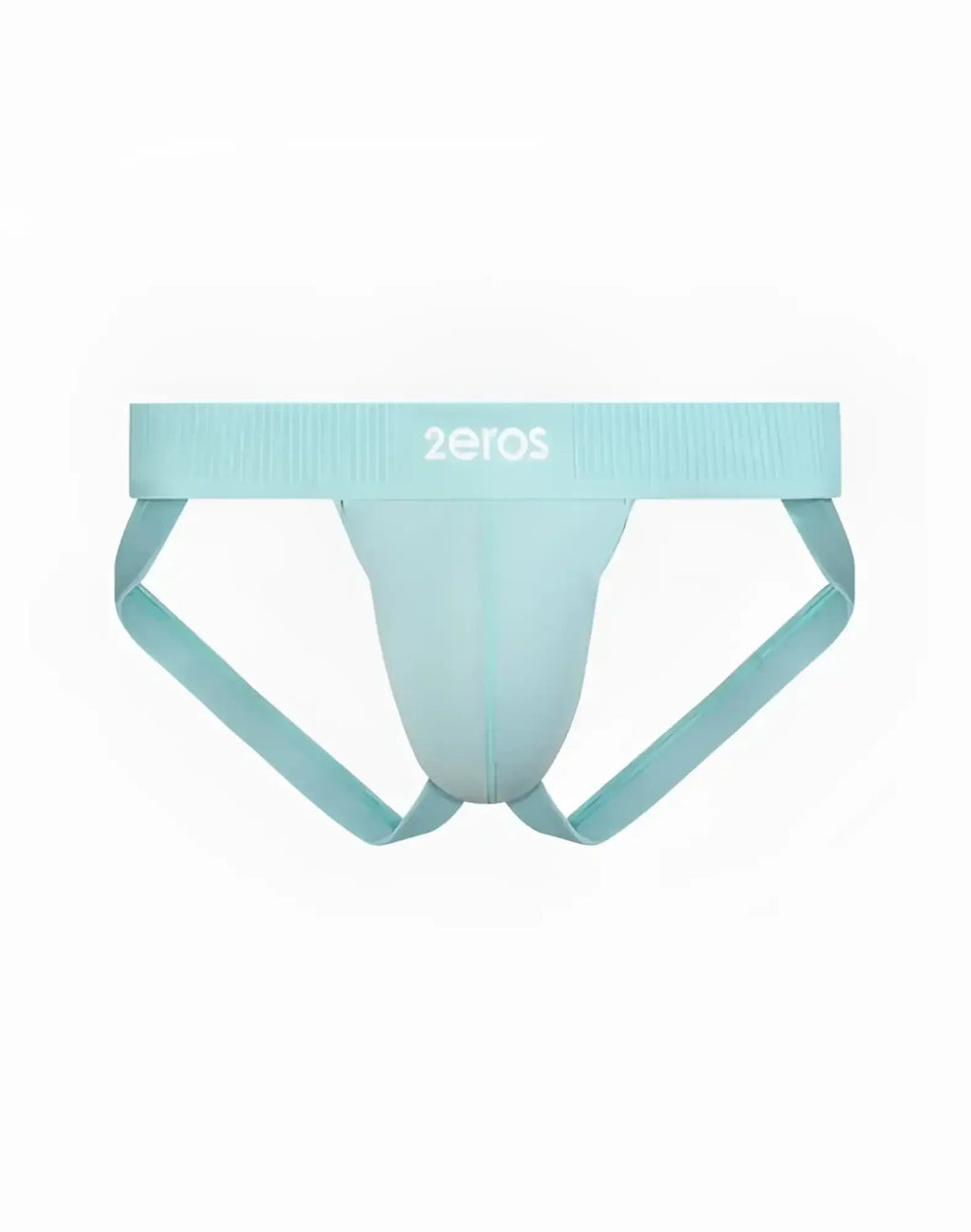 Light blue ribbed fabric 2EROS Aktiv Hermes jockstrap underwear with white 2eros waistband logo