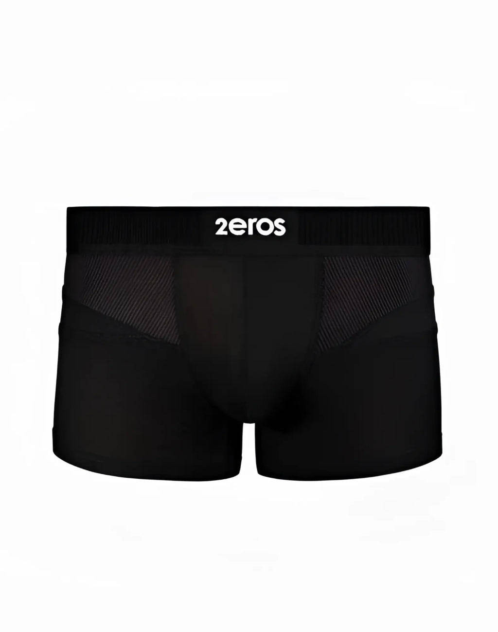 2eros aktiv hermes trunk underwear in black with textured mesh panel and ribbed waistband for comfort and support