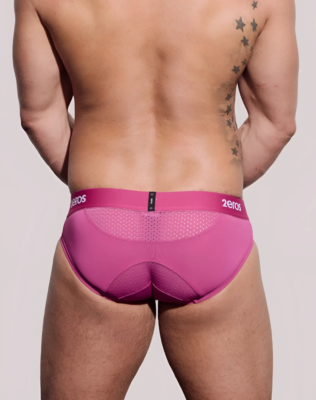 Pink 2eros aktiv nrg brief underwear with mesh panel and zeros branded waistband for athletic use
