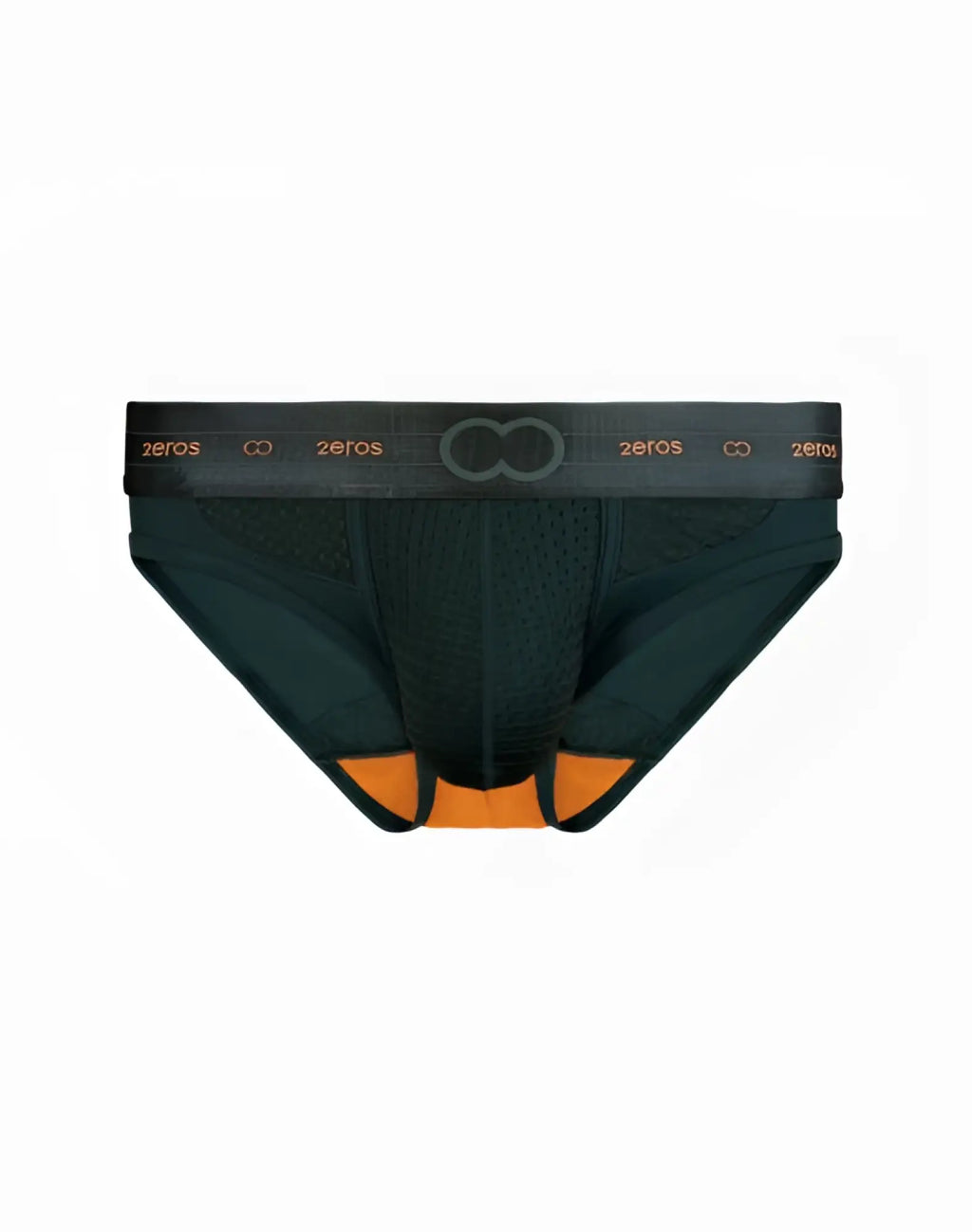 Black and orange 2eros aktiv nrg brief underwear with mesh interior and branded waistband for athletic use