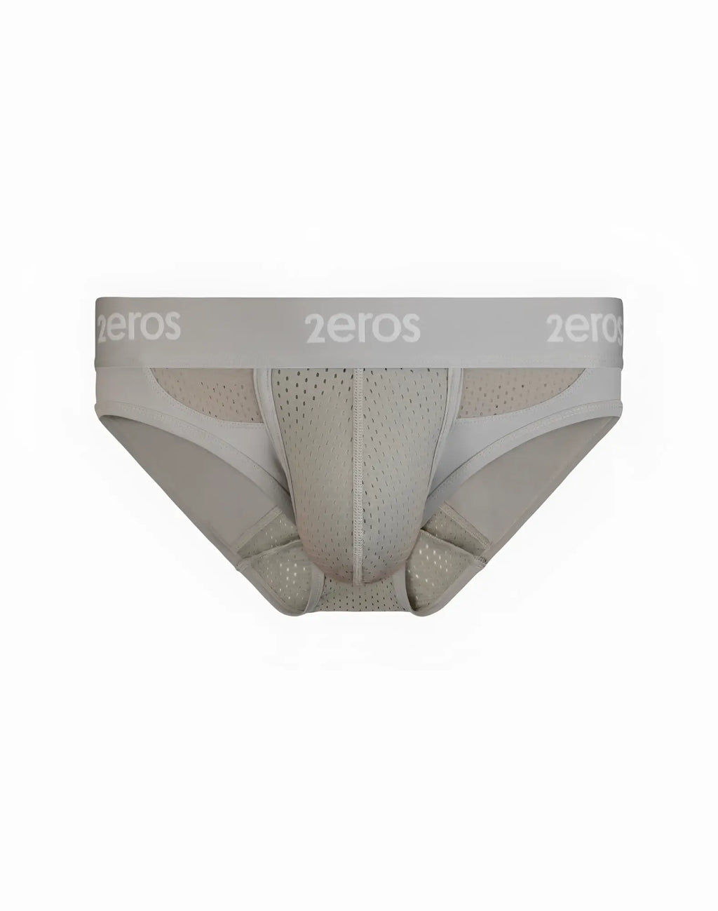 2eros aktiv nrg brief underwear in light gray with breathable mesh panel and elastic waistband for comfort