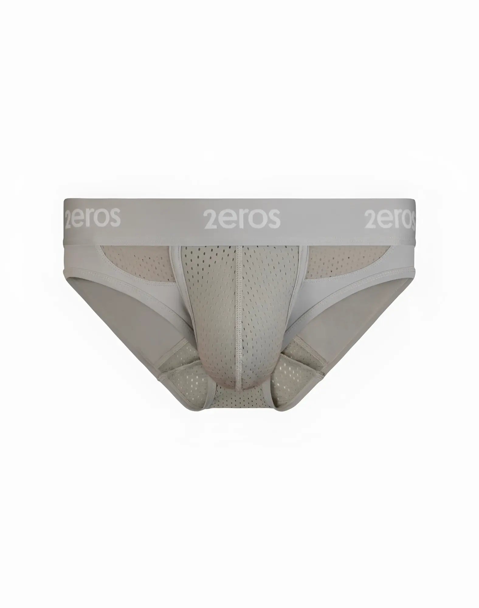 2eros aktiv nrg brief underwear in light gray with breathable mesh panel and elastic waistband for comfort