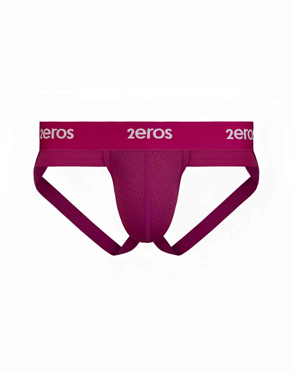 A magenta 2eros aktiv nrg jockstrap underwear featuring a perforated front panel and matching side straps