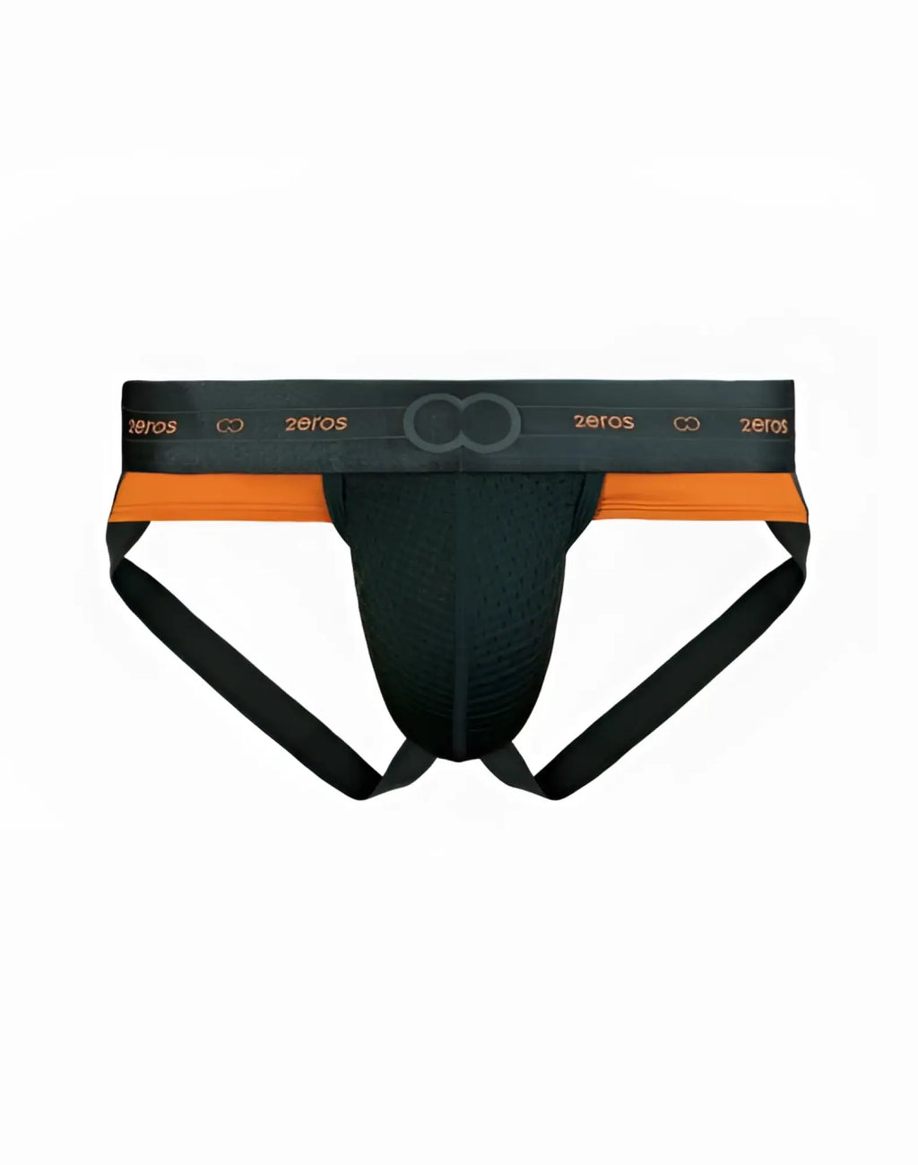 Black and orange 2eros aktiv nrg jockstrap underwear with mesh front and zeros branded waistband for athletic use
