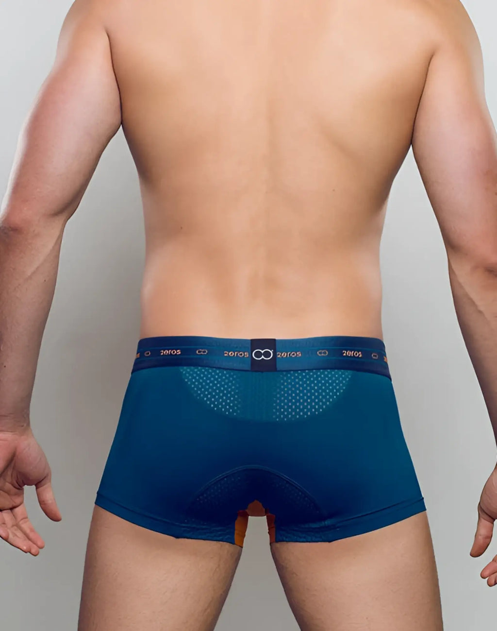 Deep blue 2EROS AKTIV NRG trunk underwear with perforated mesh back panel and elastic 207os branded waistband