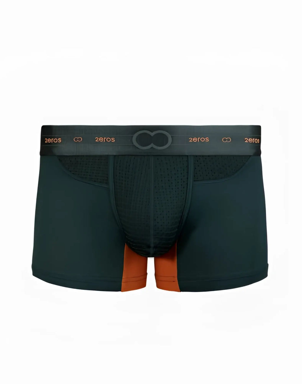 Black and orange 2EROS akti nrg trunk underwear with mesh panel and elastic waistband in zeros brand design