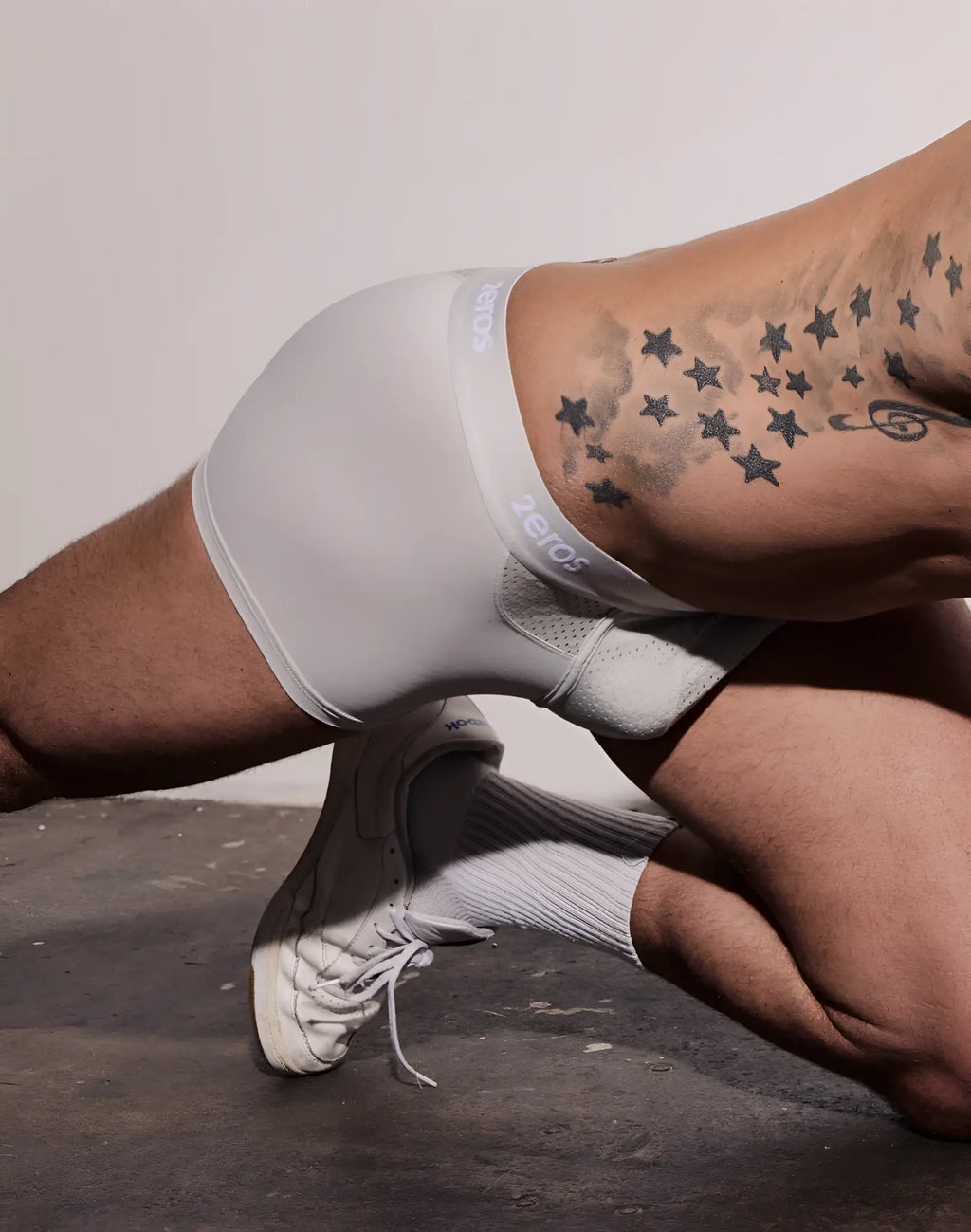 Light gray 2EROS Aktiv NRG Trunk breathable mesh briefs with subtle elastic waistband and zero brand logo