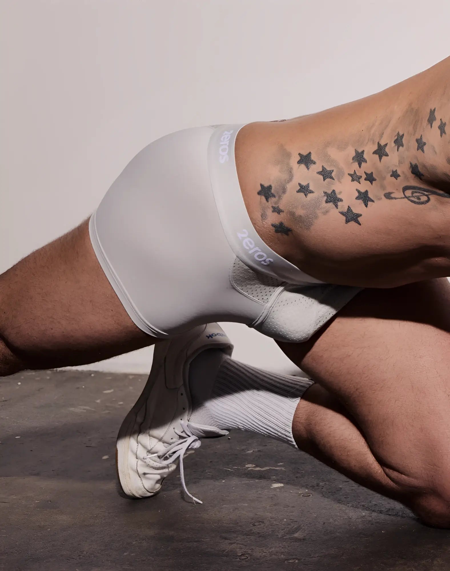 Light gray 2EROS Aktiv NRG Trunk breathable mesh briefs with subtle elastic waistband and zero brand logo