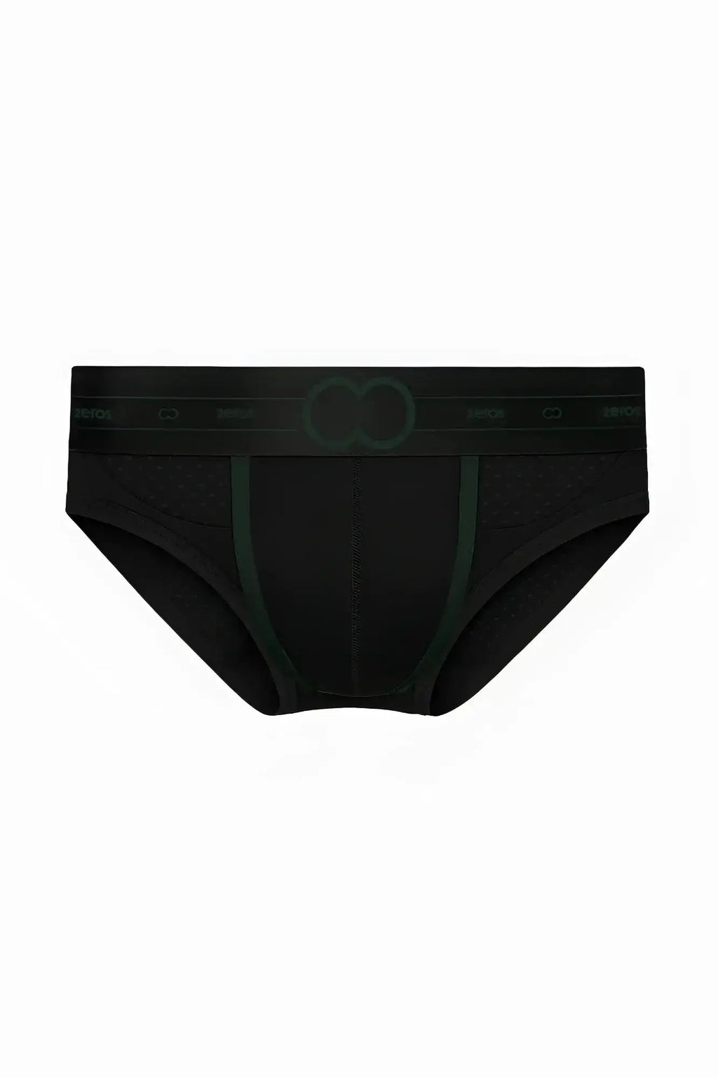 2EROS AKTIV Pegasus brief underwear in black with perforated waistband and subtle green trim for men
