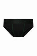 2EROS AKTIV Pegasus brief underwear in black with perforated waistband and subtle green trim for men