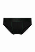 2EROS AKTIV Pegasus brief underwear in black with perforated waistband and subtle green trim for men