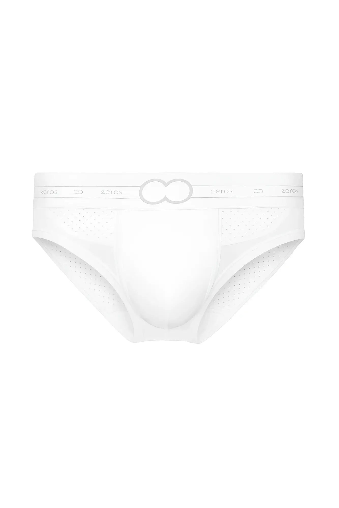 White 2EROS aktiv Pegasus brief underwear with subtle perforated texture and Kenzo double-o logo waistband